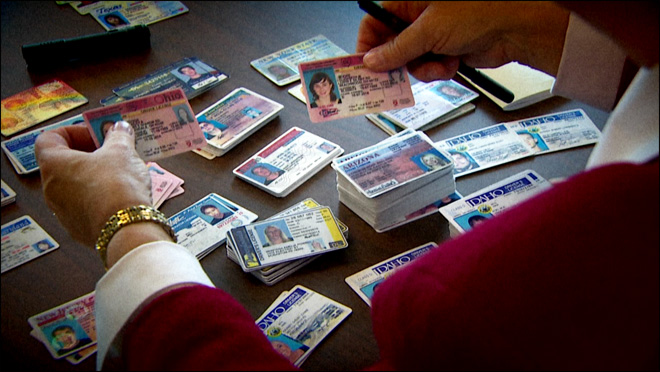 table of fake id cards
